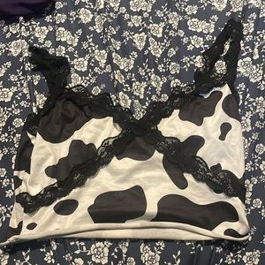 Black white cow print top